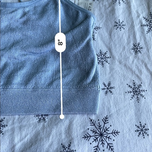 Hollister Gilly Hicks Light Blue Glitter Cross Spaghetti Strap Cropped Tank Top - Picture 6 of 6